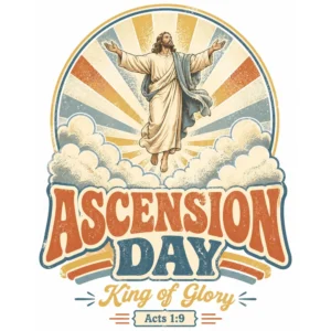 Ascension Day Retro Circle DTF Transfer – Print Ready Design