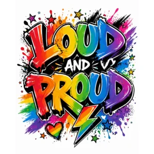Loud And Proud Pride T Shirt LGBTQ Rainbow Graffiti Unisex Tee