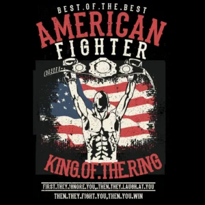 American Fighter DTF Transfer – King Of The Ring Boxing Design