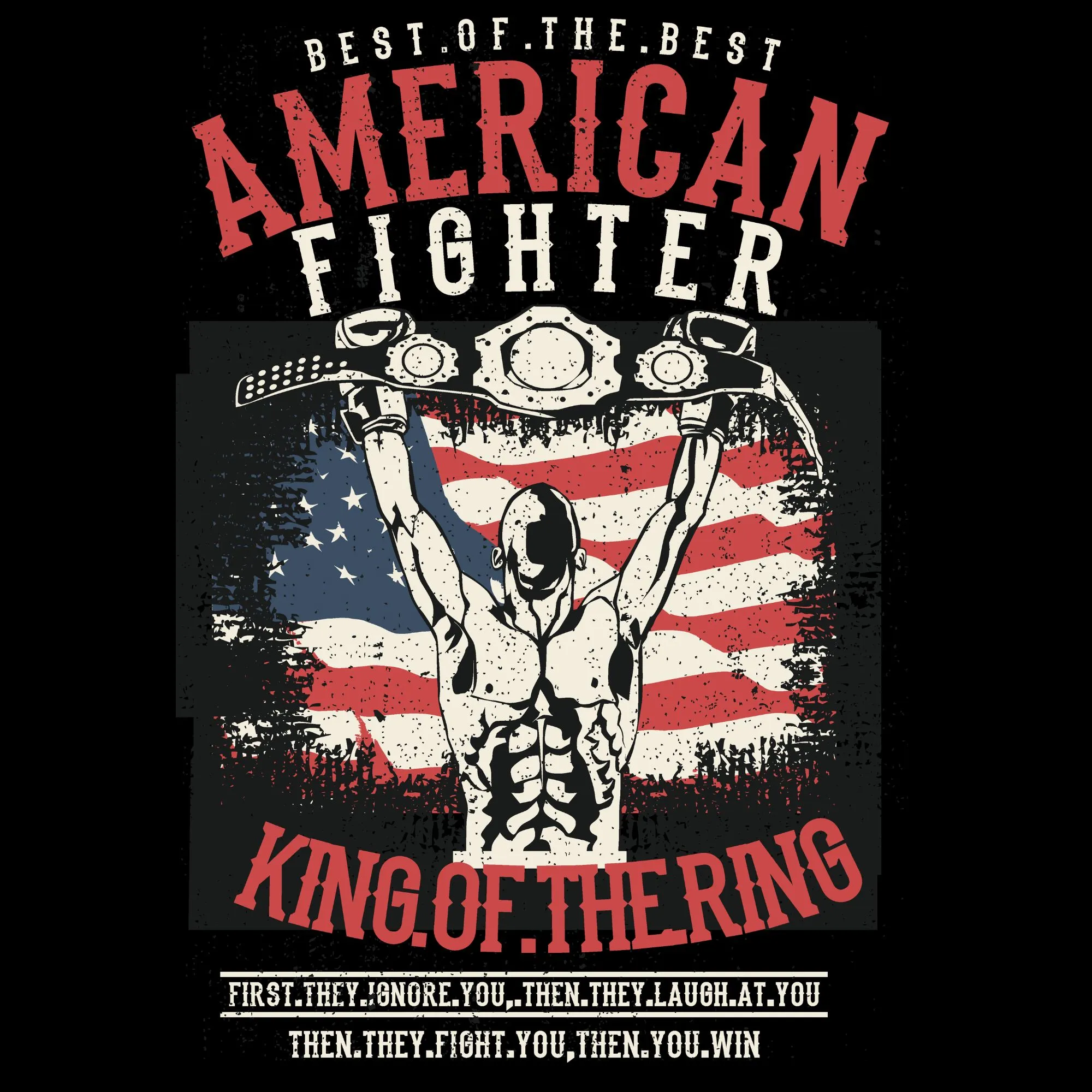 American Fighter DTF Transfer - King Of The Ring Boxing Design