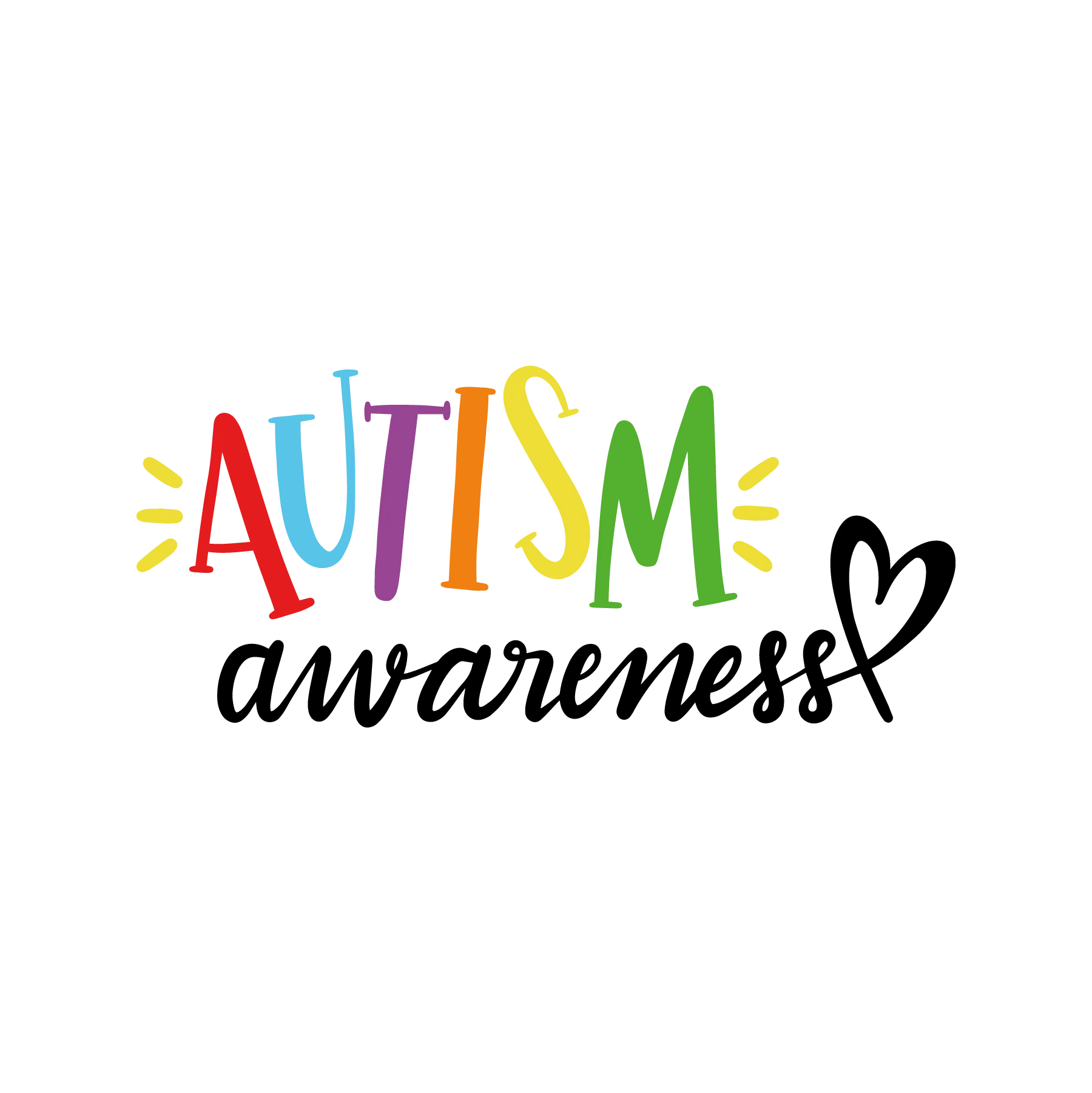 Autism Awareness Colorful Text DTF Transfer – Bright Support Print