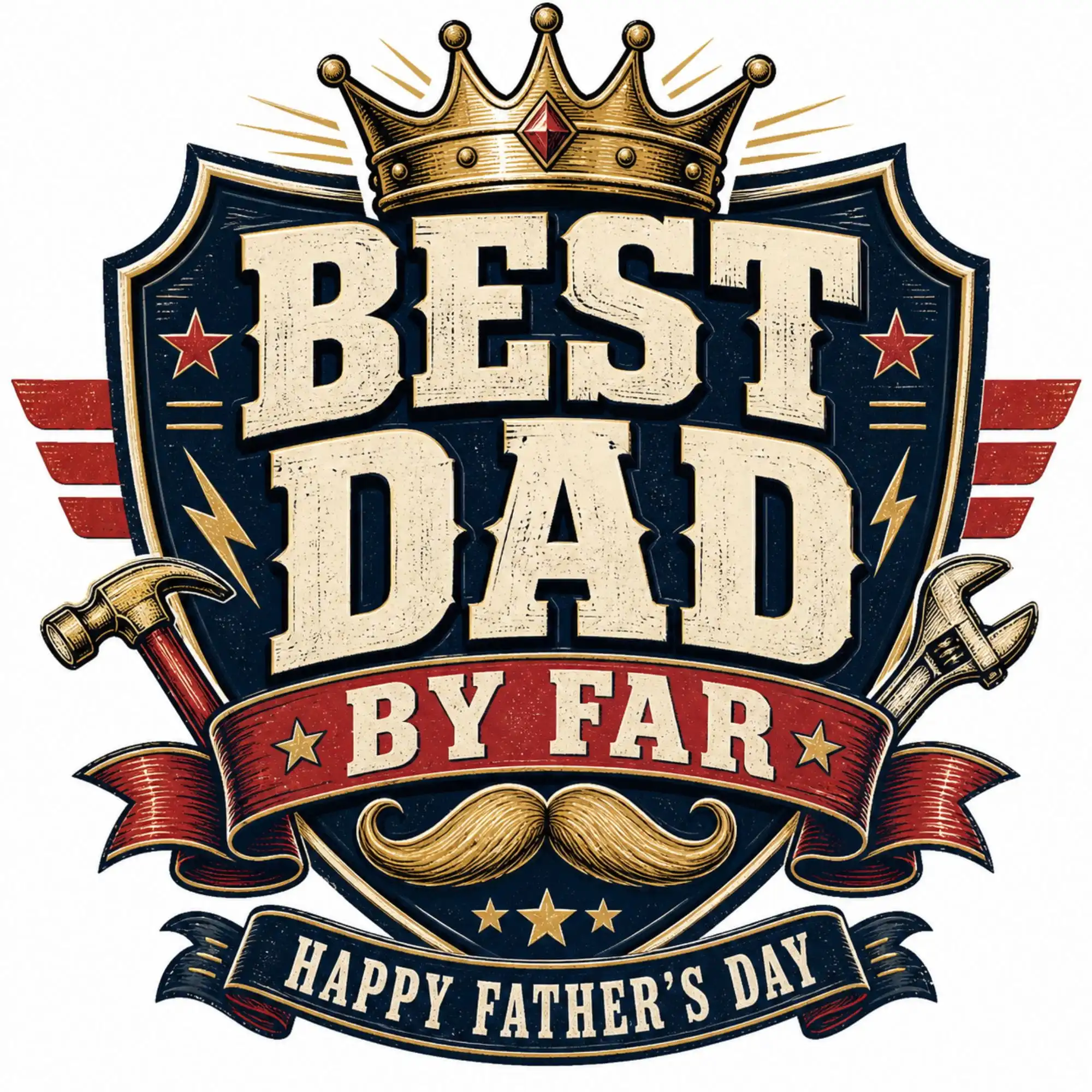 Best Dad By Far DTF Transfer – Vintage Father’s Day Badge Print