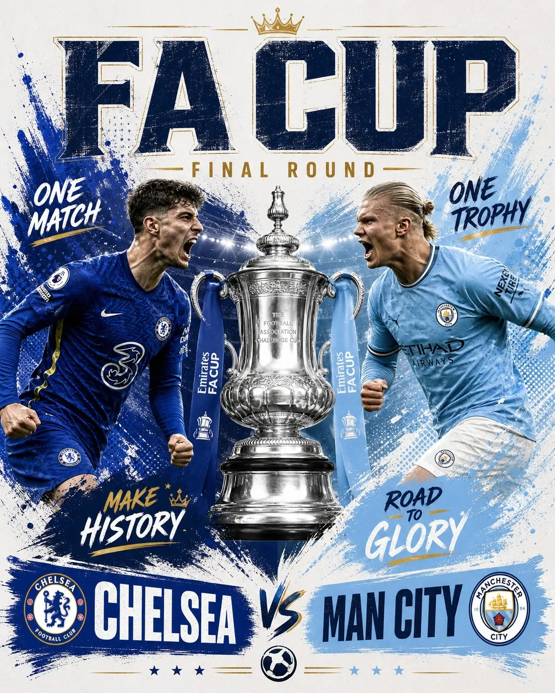 FA Cup Final Chelsea vs Man City DTF Transfer – Football Match Trophy Print