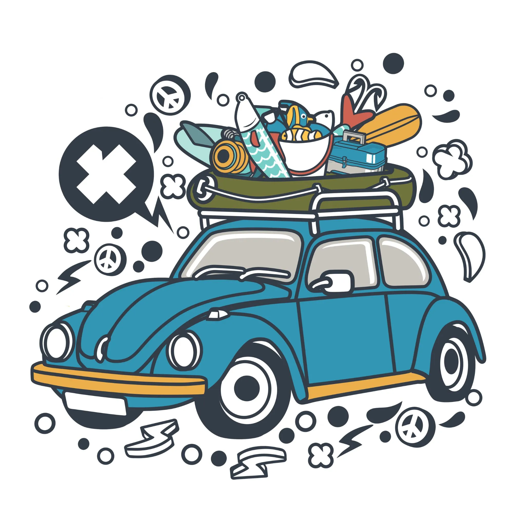 Fishing Car Tour DTF Transfer – Outdoor Trip Print