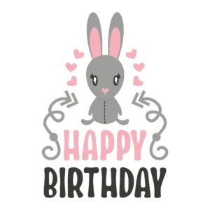 Happy Birthday Cute Bunny DTF Transfer – Kids Party Print