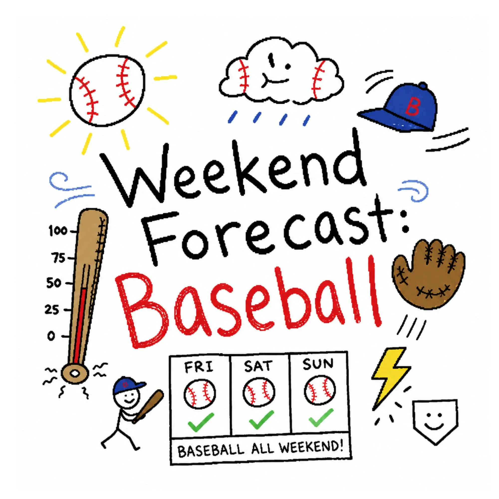 Weekend Forecast Baseball DTF Transfer – Weekend Graphic Print