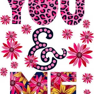 You & Me DTF Transfer - Leopard Floral Love Design