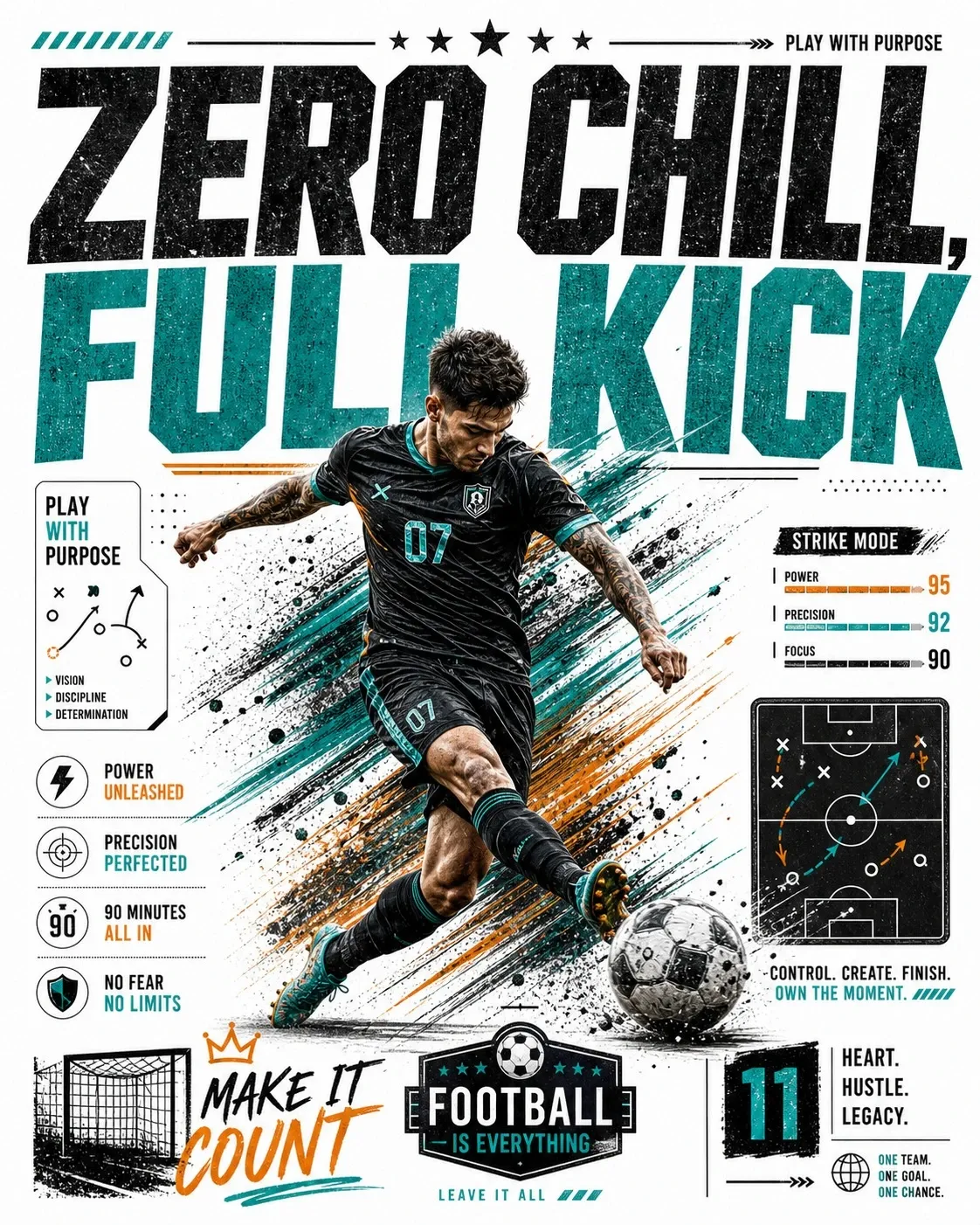 Zero Chill Full Kick DTF Transfer – Football Motivation Print